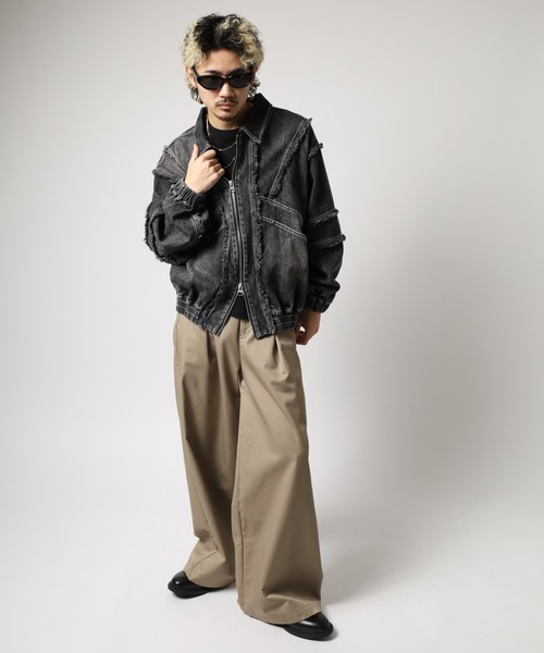 Jungle Storm(ジャングルストーム)の「"JUNGLE STORM デニム カットオフ ZIP UP ブルゾン"(ブルゾン・メンズ・ブラック/ブルー・M/L)」の4枚目の写真