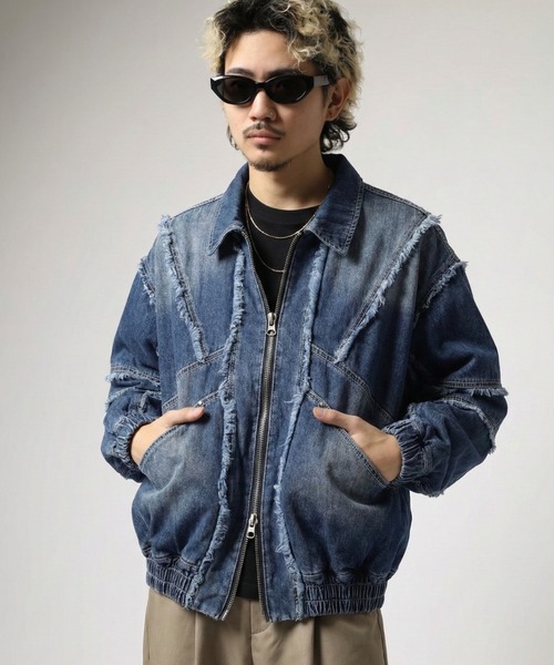 Jungle Storm(ジャングルストーム)の「"JUNGLE STORM デニム カットオフ ZIP UP ブルゾン"(ブルゾン・メンズ・ブラック/ブルー・M/L)」の18枚目の写真