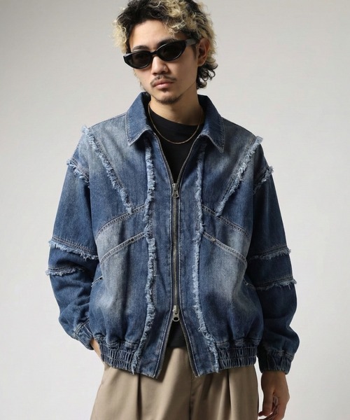 Jungle Storm(ジャングルストーム)の「"JUNGLE STORM デニム カットオフ ZIP UP ブルゾン"(ブルゾン・メンズ・ブラック/ブルー・M/L)」の22枚目の写真