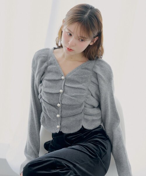 セール】【SALON by Chico】フロントギャザータックニットトップス