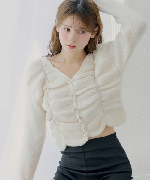 セール】【SALON by Chico】フロントギャザータックニットトップス