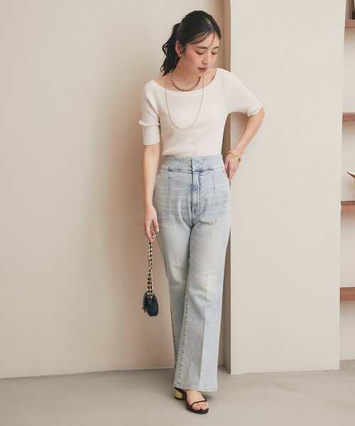 La boutique BonBon(ラブティックボンボン)の「【miki監修・新色・新サイズ登場!】バックレースアップデニムフレアパンツ(デニムパンツ・レディース・ブルー/サックスブルー・PS/38/36/34)」の18枚目の写真