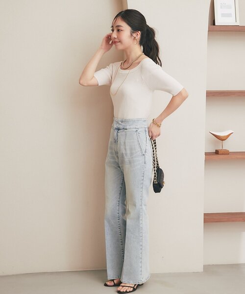 La boutique BonBon(ラブティックボンボン)の「【miki監修・新色・新サイズ登場!】バックレースアップデニムフレアパンツ(デニムパンツ・レディース・ブルー/サックスブルー・PS/38/36/34)」の19枚目の写真