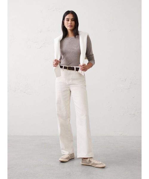 BANANA REPUBLIC FACTORY STORE(バナナリパブリック ファクトリーストア)の「BANANA REPUBLIC FACTORY STORE ブラッシュド リブ クルーネックトップ(Tシャツ/カットソー・レディース・グレー/ホワイト/ブラック・XS/S/M/L)」の5枚目の写真
