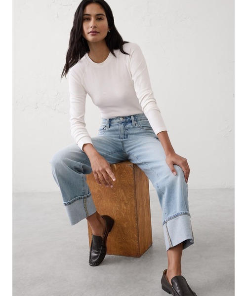 BANANA REPUBLIC FACTORY STORE(バナナリパブリック ファクトリーストア)の「BANANA REPUBLIC FACTORY STORE ブラッシュド リブ クルーネックトップ(Tシャツ/カットソー・レディース・グレー/ホワイト/ブラック・XS/S/M/L)」の6枚目の写真