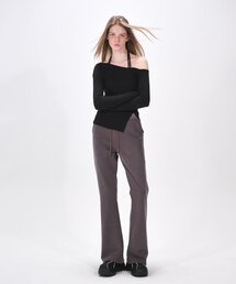 Pigment Boots Cut Sweat Pants, Wine Brown