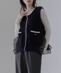 Eimee Law | 配色ラインフリルヘムニットジレ(ベスト)