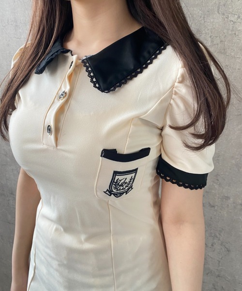 Mejoul(メジュール)の「【2026春夏新作】バイカラーポロミニフレアワンピース(ワンピース・レディース・アイボリー/ブラック・L/M)」の18枚目の写真
