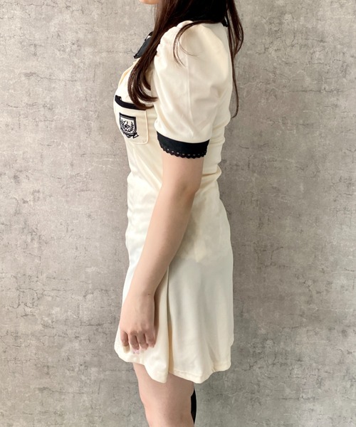 Mejoul(メジュール)の「【2026春夏新作】バイカラーポロミニフレアワンピース(ワンピース・レディース・アイボリー/ブラック・L/M)」の16枚目の写真