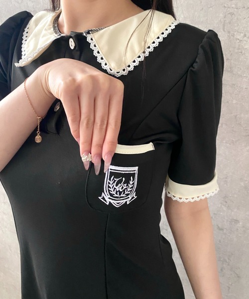Mejoul(メジュール)の「【2026春夏新作】バイカラーポロミニフレアワンピース(ワンピース・レディース・アイボリー/ブラック・L/M)」の22枚目の写真
