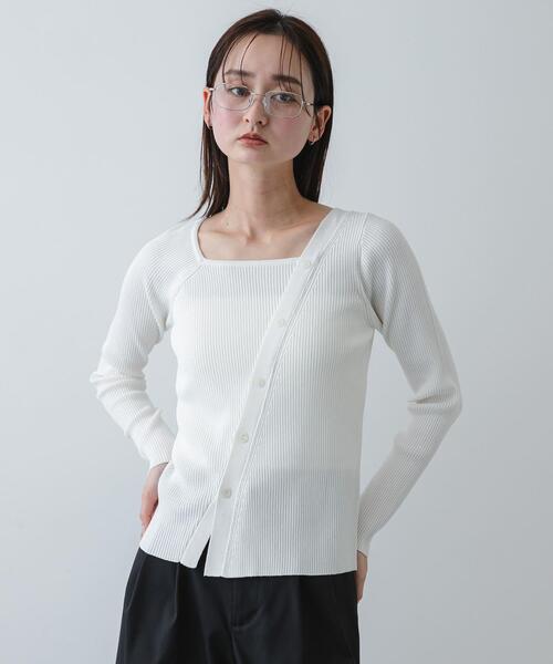 SENSE OF PLACE by URBAN RESEARCH（センスオブプレイスバイアーバンリサーチ）の「『洗濯可』アシメデザインリブセーター（ニット/セーター・レディース・ブラック/ミント/オフホワイト/ブラウン・ONE）」の6枚目の写真