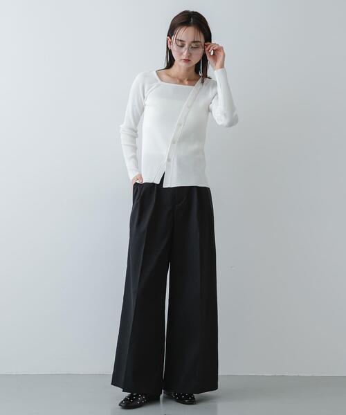 SENSE OF PLACE by URBAN RESEARCH（センスオブプレイスバイアーバンリサーチ）の「『洗濯可』アシメデザインリブセーター（ニット/セーター・レディース・ブラック/ミント/オフホワイト/ブラウン・ONE）」の8枚目の写真