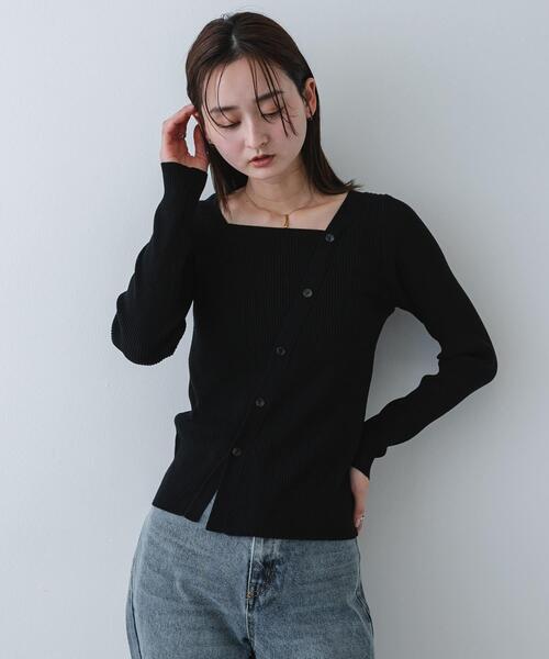 SENSE OF PLACE by URBAN RESEARCH（センスオブプレイスバイアーバンリサーチ）の「『洗濯可』アシメデザインリブセーター（ニット/セーター・レディース・ブラック/ミント/オフホワイト/ブラウン・ONE）」の11枚目の写真