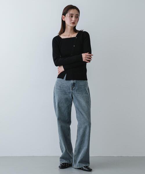 SENSE OF PLACE by URBAN RESEARCH（センスオブプレイスバイアーバンリサーチ）の「『洗濯可』アシメデザインリブセーター（ニット/セーター・レディース・ブラック/ミント/オフホワイト/ブラウン・ONE）」の13枚目の写真