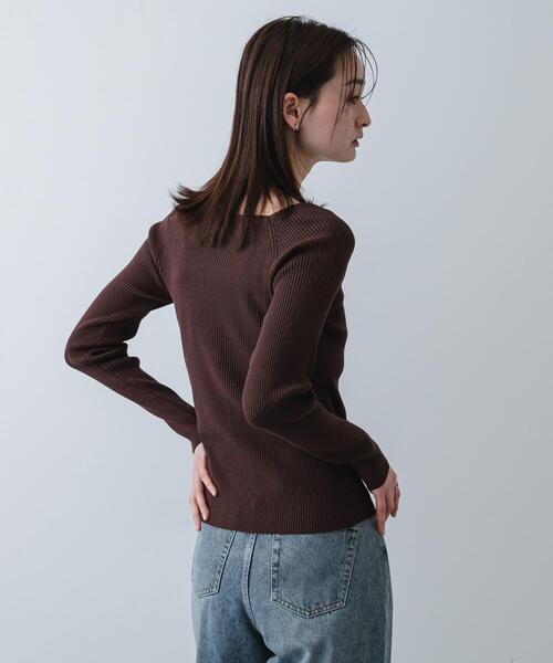 SENSE OF PLACE by URBAN RESEARCH（センスオブプレイスバイアーバンリサーチ）の「『洗濯可』アシメデザインリブセーター（ニット/セーター・レディース・ブラック/ミント/オフホワイト/ブラウン・ONE）」の17枚目の写真