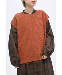 パッチワークニットベスト