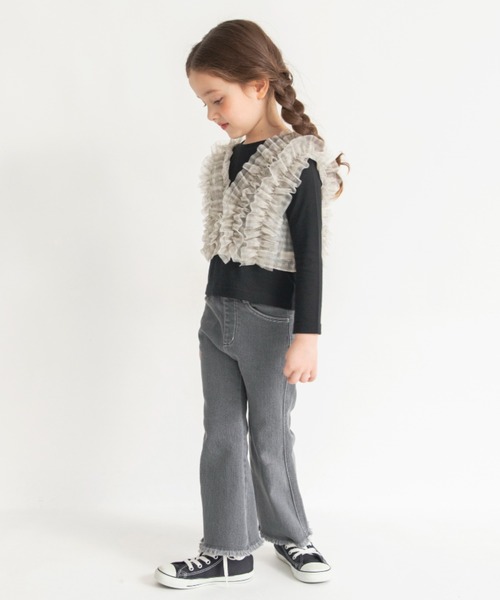 BRANSHES（ブランシェス）の「【おそろい】チュールベスト×長袖Tシャツセット（Tシャツ/カットソー・キッズ・アイボリー/ブラック・120/130/100/80/140/150/90/110）」の8枚目の写真