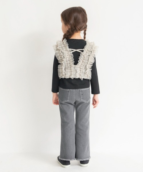 BRANSHES（ブランシェス）の「【おそろい】チュールベスト×長袖Tシャツセット（Tシャツ/カットソー・キッズ・アイボリー/ブラック・120/130/100/80/140/150/90/110）」の9枚目の写真