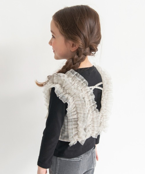 BRANSHES（ブランシェス）の「【おそろい】チュールベスト×長袖Tシャツセット（Tシャツ/カットソー・キッズ・アイボリー/ブラック・120/130/100/80/140/150/90/110）」の10枚目の写真