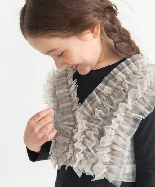 BRANSHES（ブランシェス）の「【おそろい】チュールベスト×長袖Tシャツセット（Tシャツ/カットソー・キッズ・アイボリー/ブラック・120/130/100/80/140/150/90/110）」の12枚目の写真