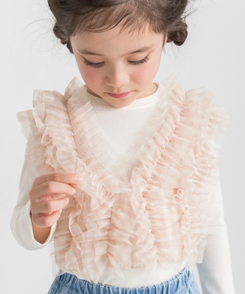 BRANSHES（ブランシェス）の「【おそろい】チュールベスト×長袖Tシャツセット（Tシャツ/カットソー・キッズ・アイボリー/ブラック・120/130/100/80/140/150/90/110）」の16枚目の写真