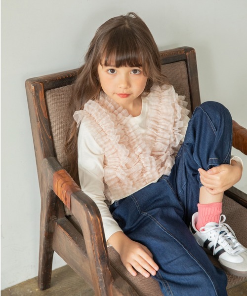 BRANSHES（ブランシェス）の「【おそろい】チュールベスト×長袖Tシャツセット（Tシャツ/カットソー・キッズ・アイボリー/ブラック・120/130/100/80/140/150/90/110）」の17枚目の写真