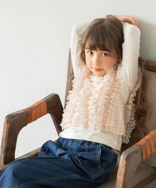BRANSHES（ブランシェス）の「【おそろい】チュールベスト×長袖Tシャツセット（Tシャツ/カットソー・キッズ・アイボリー/ブラック・120/130/100/80/140/150/90/110）」の18枚目の写真