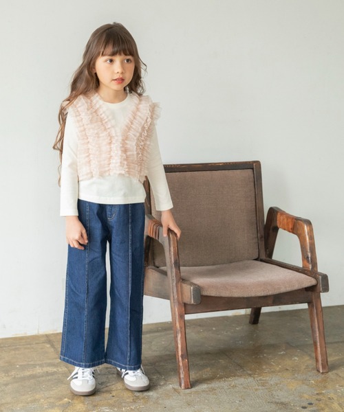 BRANSHES（ブランシェス）の「【おそろい】チュールベスト×長袖Tシャツセット（Tシャツ/カットソー・キッズ・アイボリー/ブラック・120/130/100/80/140/150/90/110）」の19枚目の写真