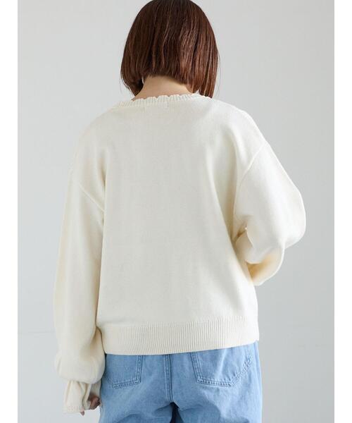 Samansa Mos2（サマンサ モスモス）の「透かし柄切替レースニット（ニット/セーター・レディース・グレー/オフホワイト/ダークブラウン・F）」の21枚目の写真