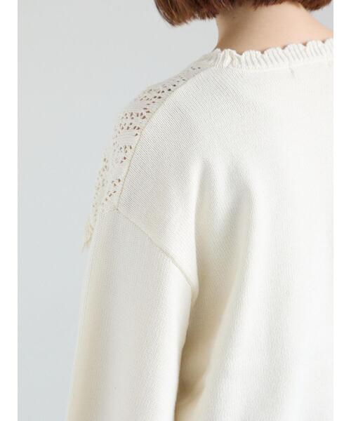 Samansa Mos2（サマンサ モスモス）の「透かし柄切替レースニット（ニット/セーター・レディース・グレー/オフホワイト/ダークブラウン・F）」の11枚目の写真