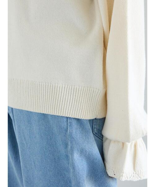 Samansa Mos2（サマンサ モスモス）の「透かし柄切替レースニット（ニット/セーター・レディース・グレー/オフホワイト/ダークブラウン・F）」の13枚目の写真