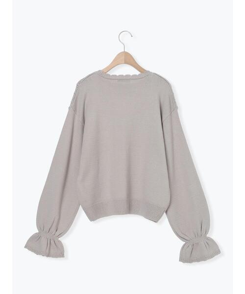 Samansa Mos2（サマンサ モスモス）の「透かし柄切替レースニット（ニット/セーター・レディース・グレー/オフホワイト/ダークブラウン・F）」の4枚目の写真