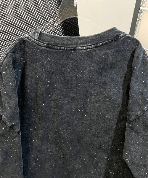 yuue' ( wear )（ユーイ）の「オーバーサイズヴィンテージ加工半袖Tシャツ/ラメグリッター/カレッジロゴ/ユニセックス（Tシャツ/カットソー・レディース・ブラック系その他/ブラック・FREE）」の11枚目の写真