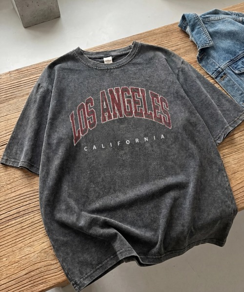 yuue' ( wear )（ユーイ）の「オーバーサイズヴィンテージ加工半袖Tシャツ/ラメグリッター/カレッジロゴ/ユニセックス（Tシャツ/カットソー・レディース・ブラック系その他/ブラック・FREE）」の6枚目の写真