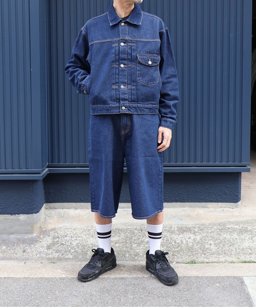 ATELANE(アテレーン)の「ATELANE / 11.5oz デニム ハーフパンツ(デニムパンツ・メンズ・ネイビー/アイボリー・MEDIUM/LARGE/X-LARGE)」の5枚目の写真
