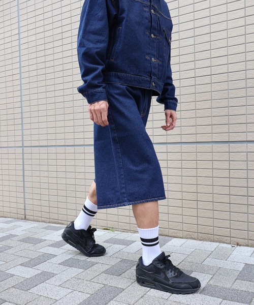 ATELANE(アテレーン)の「ATELANE / 11.5oz デニム ハーフパンツ(デニムパンツ・メンズ・ネイビー/アイボリー・MEDIUM/LARGE/X-LARGE)」の8枚目の写真