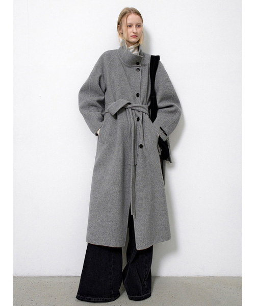 ATELIER NAIN(アトリエナイン)の「HIGH NECK VOLUME HANDMADE COAT S(CT-1462)(チェスターコート・レディース・ヘザーグレー・MEDIUM)」の2枚目の写真