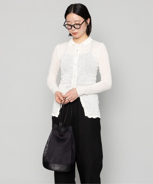 kuros'（クロス）の「【kuros'オリジナル】コーデュラメッシュ × レザー 巾着ワンショルダー（ショルダーバッグ・メンズ・ブラック・FREE）」の21枚目の写真