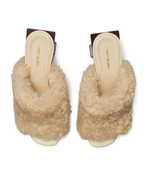 TORY BURCH（トリーバーチ）の「ブロック Tヒール シアリング ミュール（サンダル・レディース・ホワイト・25cm/24cm/23cm）」の4枚目の写真