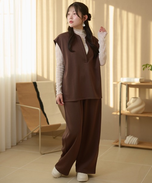 DAYRA(デイラ)の「【2点セット】キーネック オーバー セットアップ(セットアップ・レディース・ブラック/グレー/ブラウン/ネイビー・FREE)」の12枚目の写真