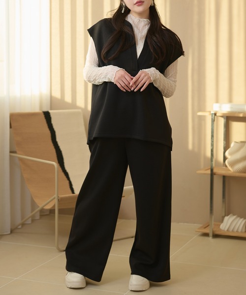 DAYRA(デイラ)の「【2点セット】キーネック オーバー セットアップ(セットアップ・レディース・ブラック/グレー/ブラウン/ネイビー・FREE)」の7枚目の写真