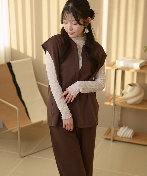 DAYRA(デイラ)の「【2点セット】キーネック オーバー セットアップ(セットアップ・レディース・ブラック/グレー/ブラウン/ネイビー・FREE)」の13枚目の写真