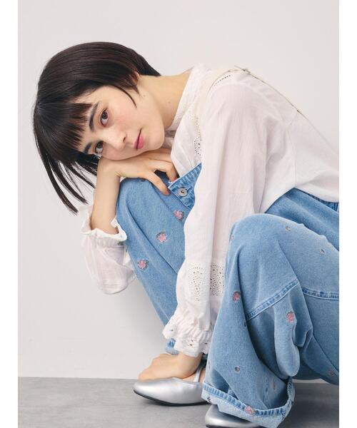 Samansa Mos2（サマンサ モスモス）の「スタンドカラーレースブラウス（シャツ/ブラウス・レディース・オフホワイト/ピンク/キナリ・F）」の4枚目の写真