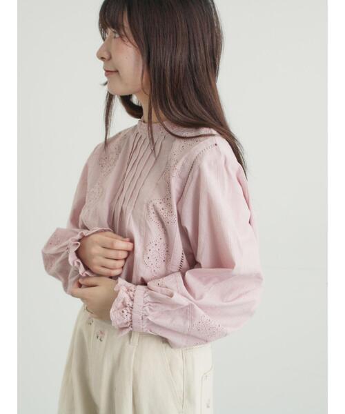 Samansa Mos2（サマンサ モスモス）の「スタンドカラーレースブラウス（シャツ/ブラウス・レディース・オフホワイト/ピンク/キナリ・F）」の9枚目の写真