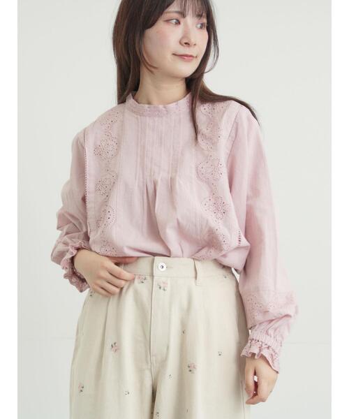 Samansa Mos2（サマンサ モスモス）の「スタンドカラーレースブラウス（シャツ/ブラウス・レディース・オフホワイト/ピンク/キナリ・F）」の10枚目の写真
