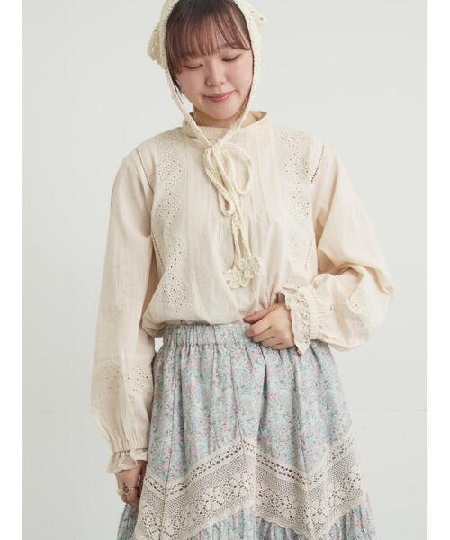 Samansa Mos2（サマンサ モスモス）の「スタンドカラーレースブラウス（シャツ/ブラウス・レディース・オフホワイト/ピンク/キナリ・F）」の18枚目の写真