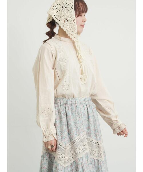 Samansa Mos2（サマンサ モスモス）の「スタンドカラーレースブラウス（シャツ/ブラウス・レディース・オフホワイト/ピンク/キナリ・F）」の19枚目の写真