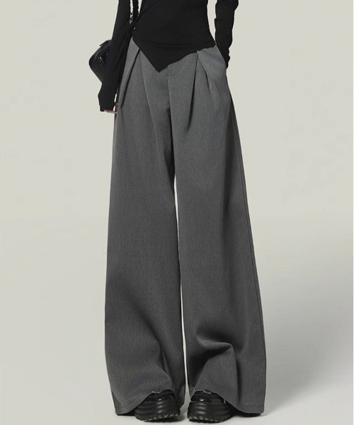 Flugge（フラッジー）の「タック入りワイドスラックスパンツ（スラックス・レディース・ブラック/グレー・MEDIUM/LARGE）」の2枚目の写真