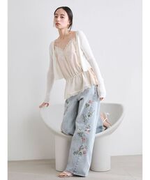 FRAY I.D | フラワーエンブロイダリーデニムパンツ(デニムパンツ)