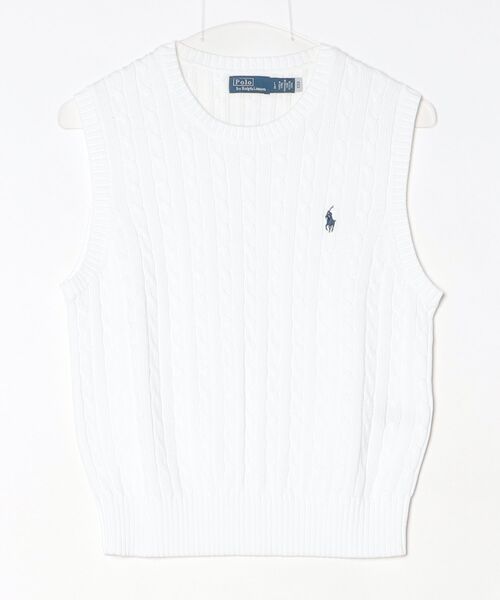 POLO RALPH LAUREN(ポロ ラルフ ローレン)の「ケーブルニット コットン セーター ベスト(ベスト・レディース・ホワイト・M/S/XS/L)」の6枚目の写真